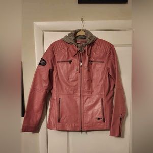 NWOT Harley Davidson Pink and Grey Leather Jacket Women's XL